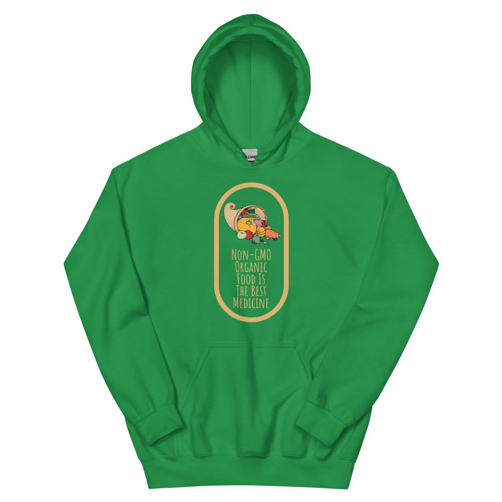 Non-GMO Organic Food Is The Best Medicine Hoodie - Irish Green Color - https://ascensionemporium.net